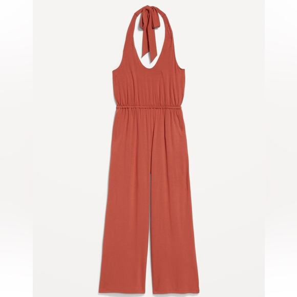 Old Navy gingerspice Waist-Defined Halter Jumpsuit - Picture 3 of 12